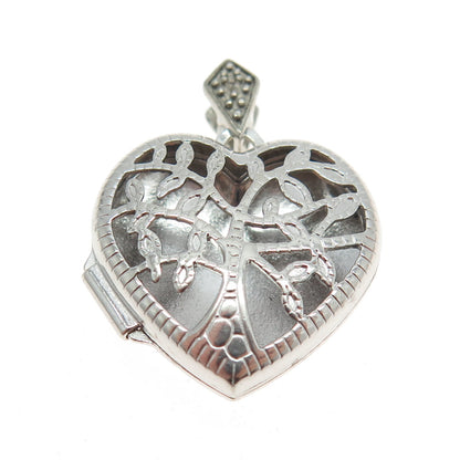 925 Sterling Silver Vintage Tree of Life Heart Locket Pendant