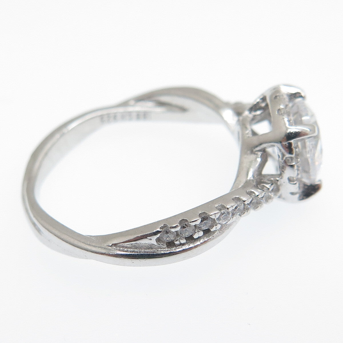925 Sterling Silver Round-Cut C Z Engagement Ring Size 7