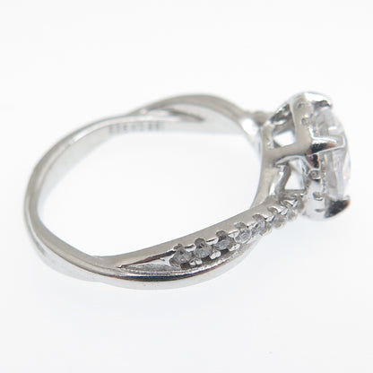 925 Sterling Silver Round-Cut C Z Engagement Ring Size 7