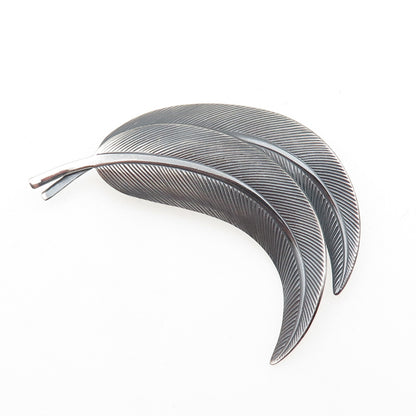 JEWELART 925 Sterling Silver Vintage Feather Oxidized Pin Brooch