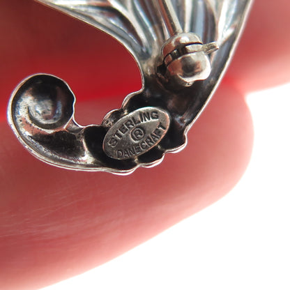 DANECRAFT 925 Sterling Silver Vintage Rose Flower Oxidized Pin Brooch
