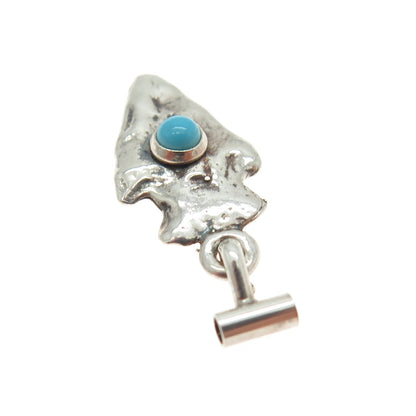 Old Pawn Sterling Silver Vintage Turquoise Snake Eye Arrow Mini Slide Pendant