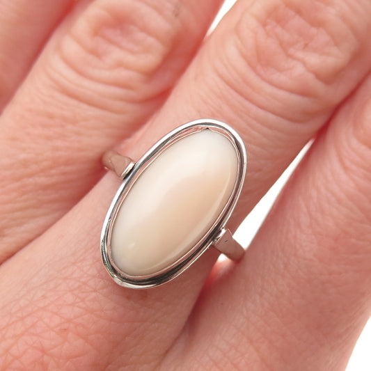800 Silver Vintage Real Angel Skin Coral Oxidized Ring Size 7.5