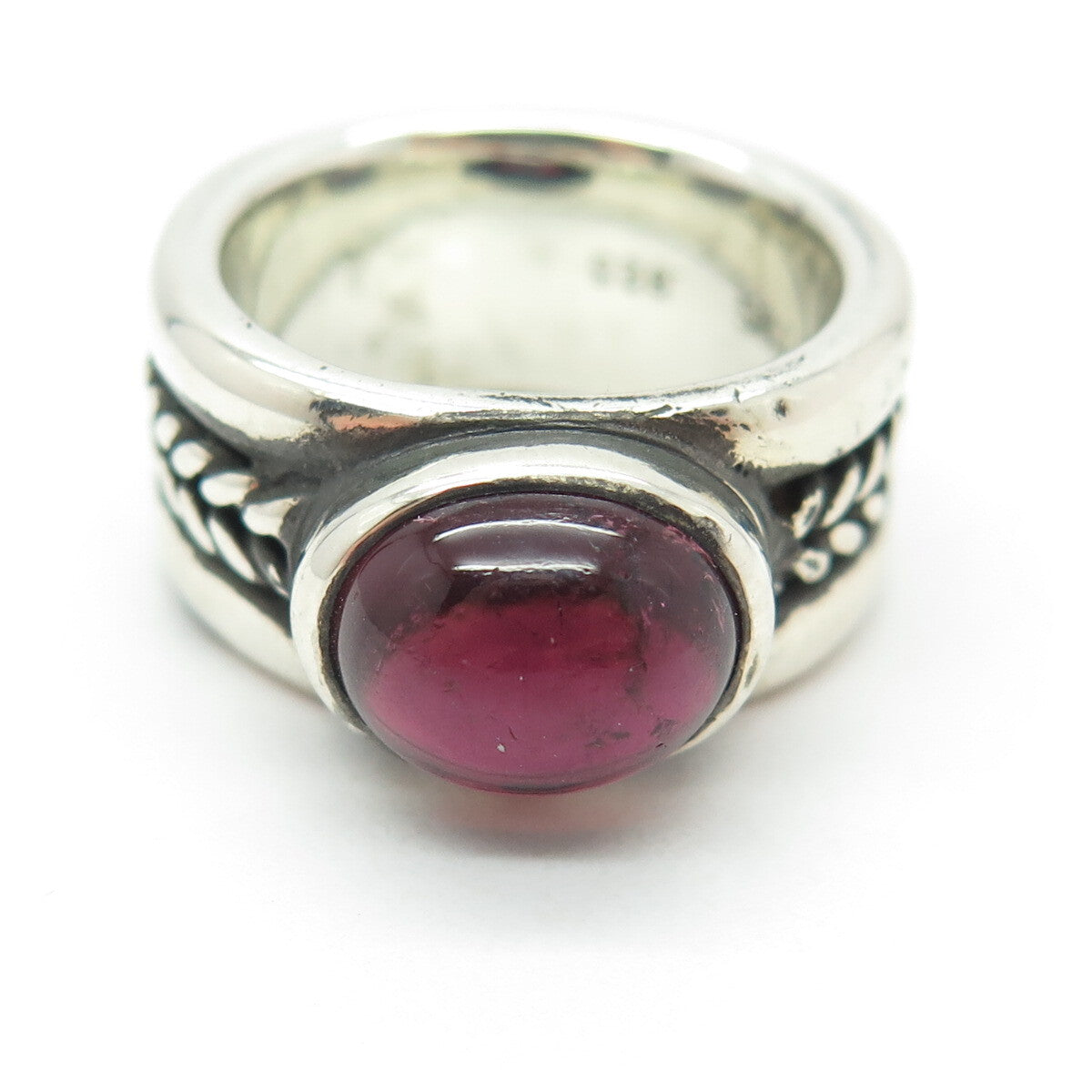 GOTH TLRG 925 Sterling Silver Vintage Real Tourmaline Gemstone Ring Size 7.5