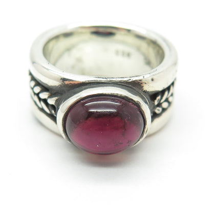 GOTH TLRG 925 Sterling Silver Vintage Real Tourmaline Gemstone Ring Size 7.5