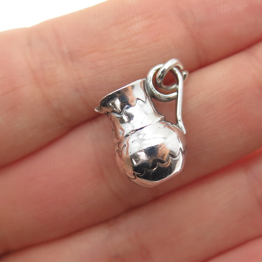 Old Pawn 925 Sterling Silver Vintage Southwestern Pitcher Mini 3D Charm Pendant