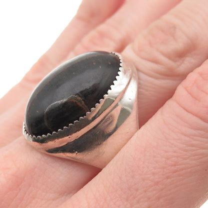 Old Pawn 925 Sterling Silver Vintage Southwestern Black Tiger Eye Ring Size 11.5