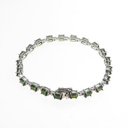 CHUCK CLEMENCY 925 Sterling Silver Real Oval-Cut Peridot Bracelet 8"