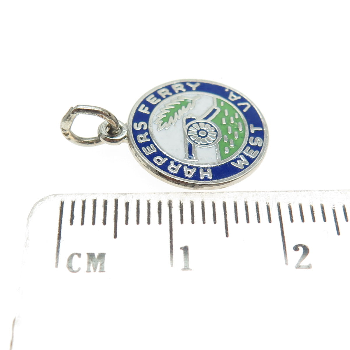 925 Sterling Silver Vintage Enamel Harpers Ferry West VA Charm Pendant