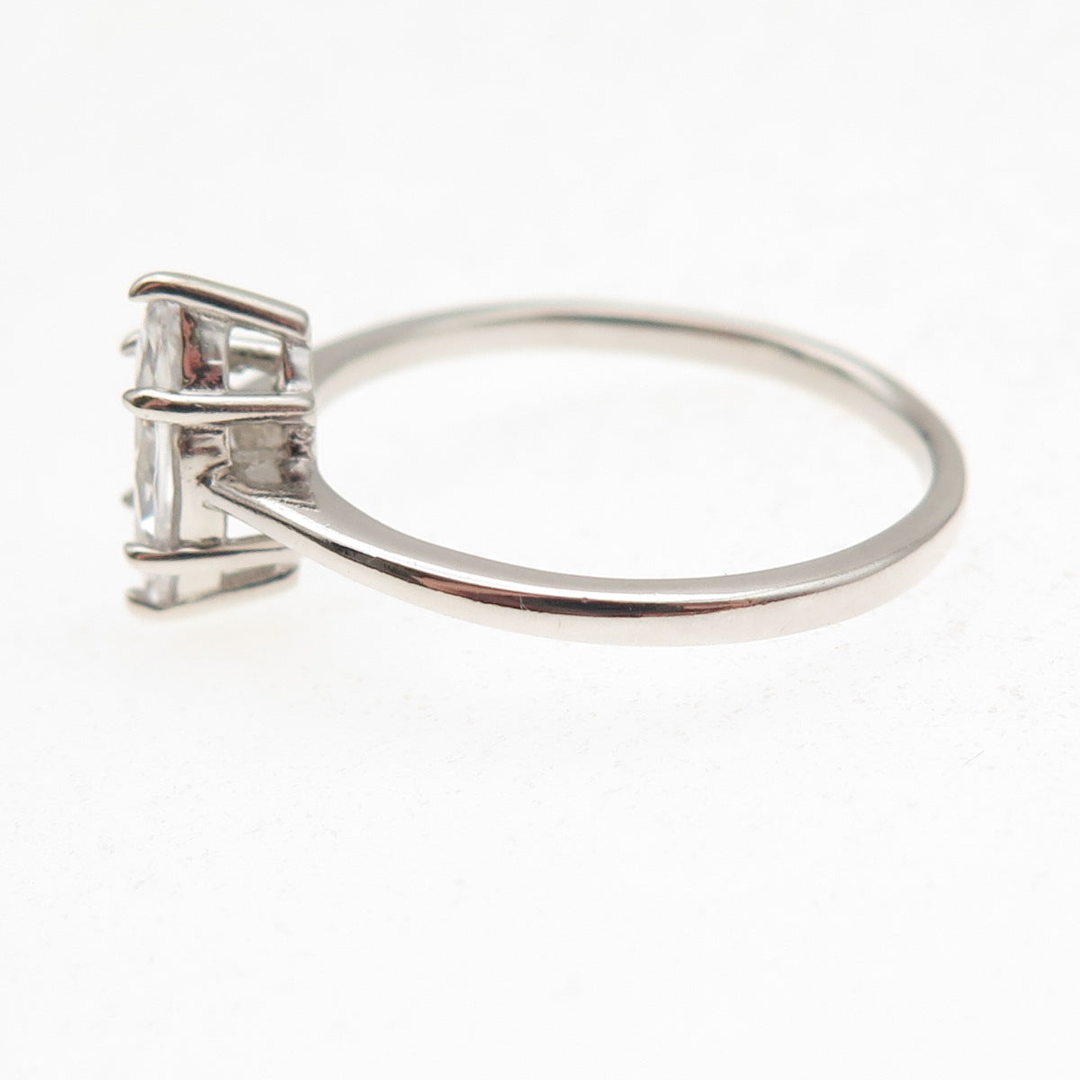 925 Sterling Silver Vintage Marquise-Cut C Z Engagement Ring Size 9