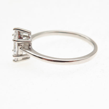 925 Sterling Silver Vintage Marquise-Cut C Z Engagement Ring Size 9