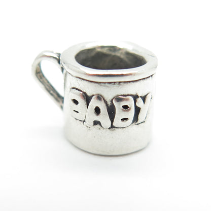 SUN WEST 925 Sterling Silver Vintage Baby Cup 3D Slide Pendant