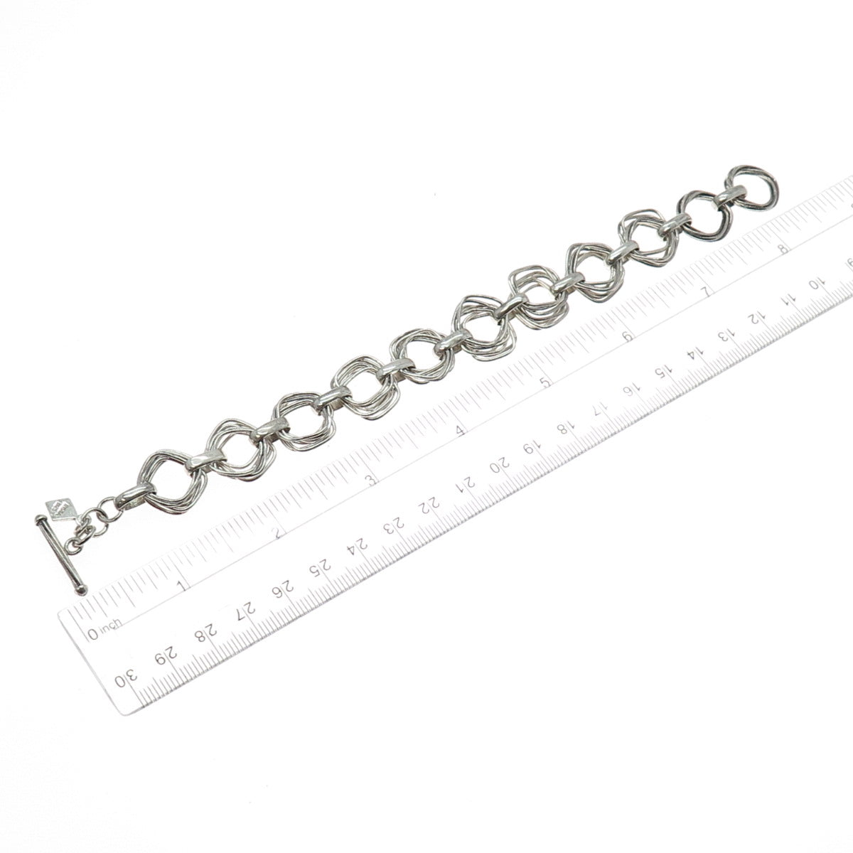 SILPADA Sterling Silver Vintage Modernist Interlocked Multi-Circle Bracelet 7.5"