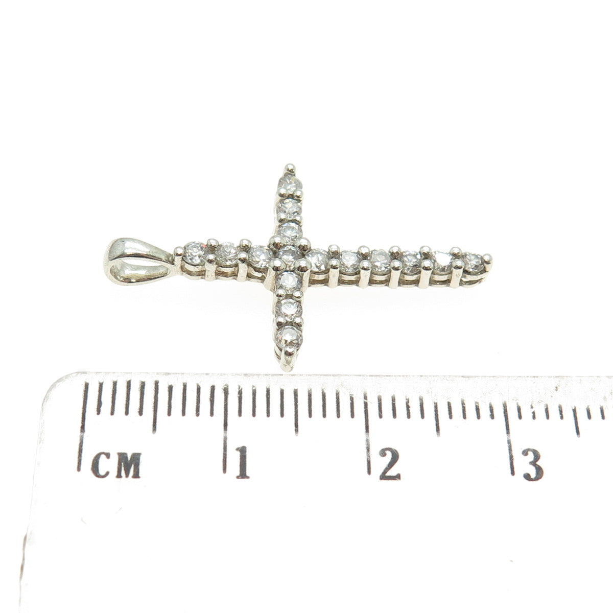 925 Sterling Silver Round-Cut Shaped C Z Cross Pendant