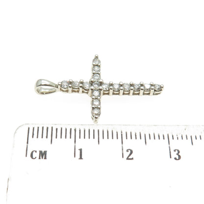 925 Sterling Silver Round-Cut Shaped C Z Cross Pendant