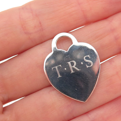 Tiffany & Co. 925 Sterling Silver Vintage Engraved Heart Tag Charm Pendant