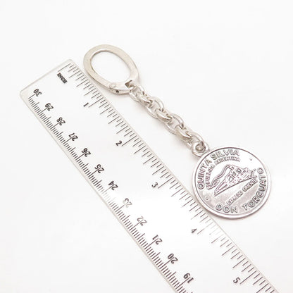 800 Silver Vintage "Quinta Silvia Don Torcuato" Chain Key Ring