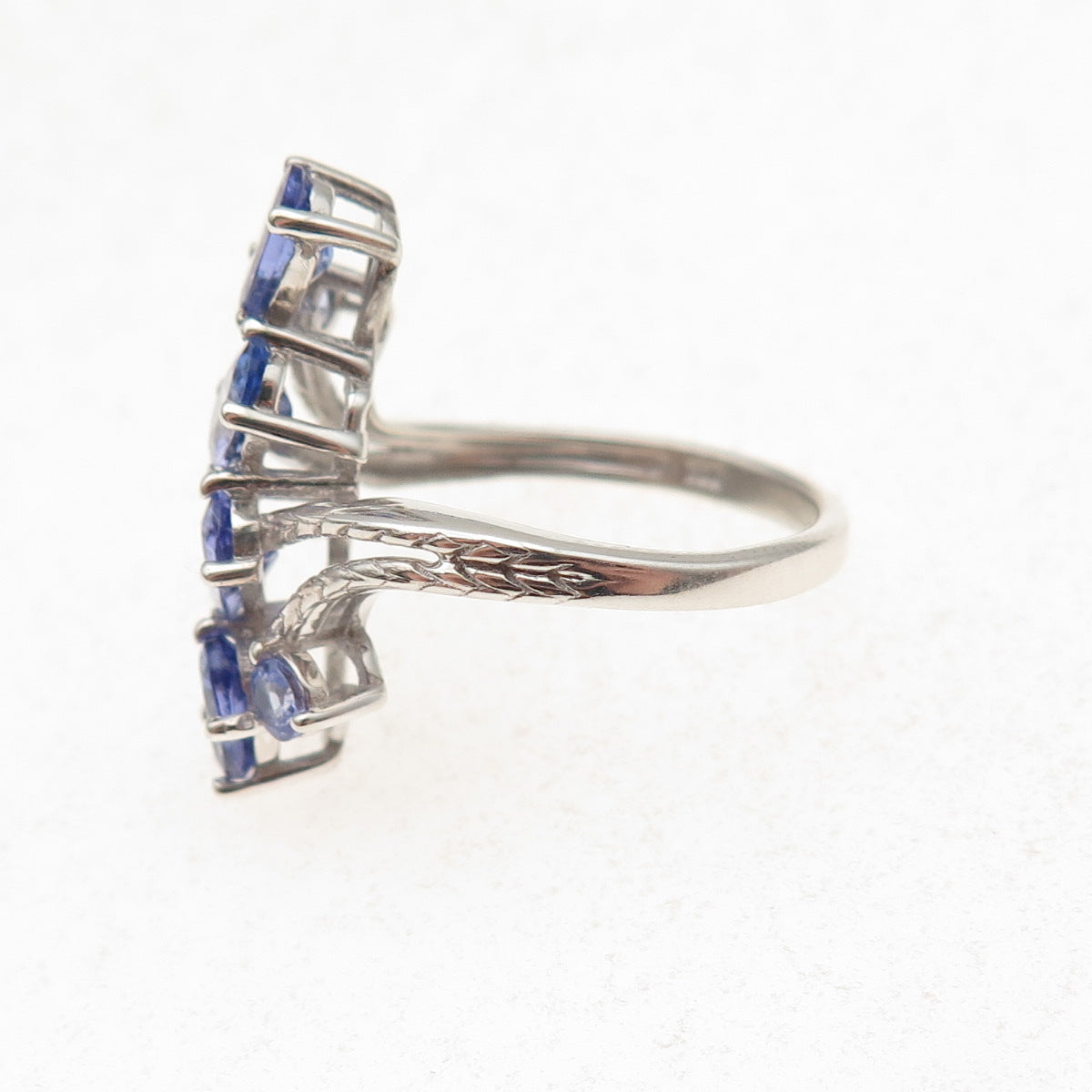 Chuck Clemency 925 Sterling Silver Real Tanzanite Bypass Ring Size 5.25