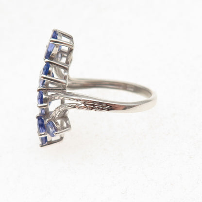 Chuck Clemency 925 Sterling Silver Real Tanzanite Bypass Ring Size 5.25