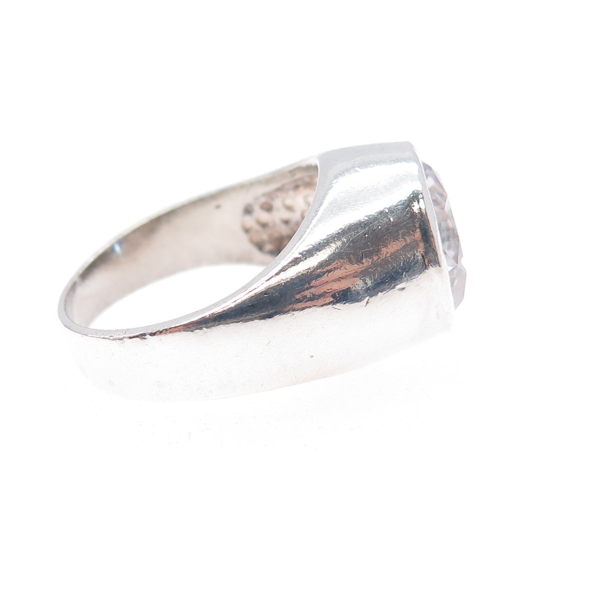 925 Sterling Silver Vintage Round-Cut C Z Modernist Ring Size 8.25