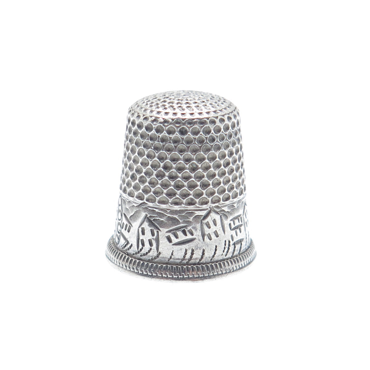 925 Sterling Silver Antique Art Deco Oxidized Thimble Size 6