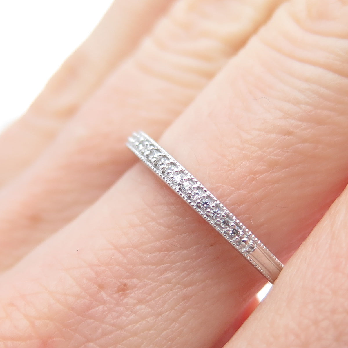 925 Sterling Silver Round-Cut C Z Half Eternity Band Ring Size 7.25