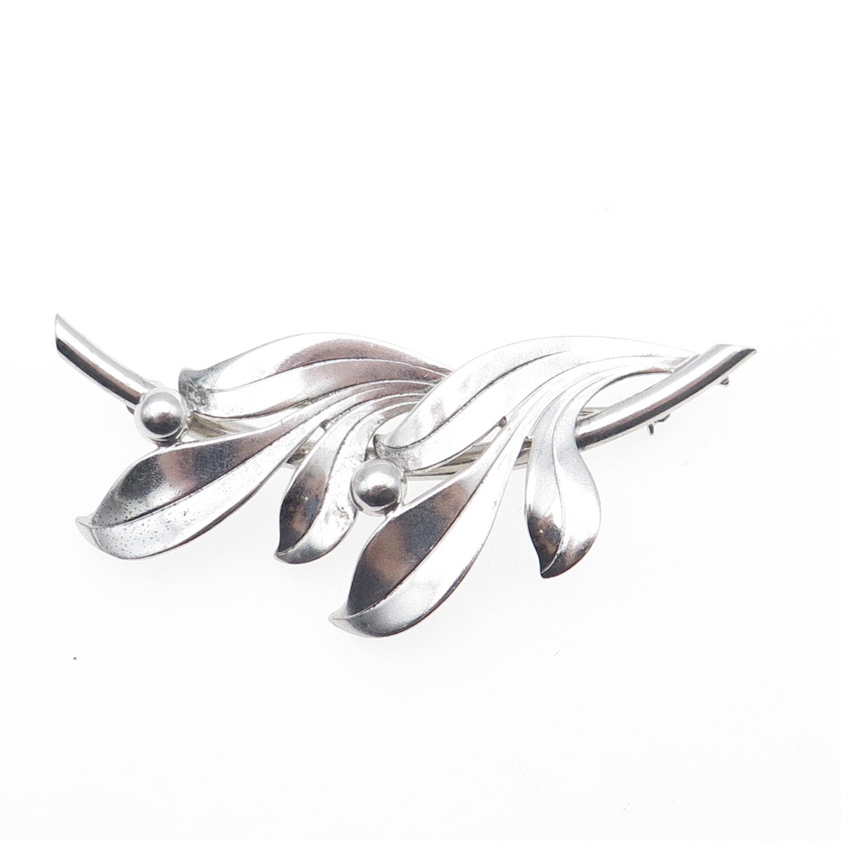 FORSTNER 925 Sterling Silver Vintage Modernist Floral Leaf Pin Brooch