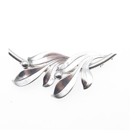 FORSTNER 925 Sterling Silver Vintage Modernist Floral Leaf Pin Brooch