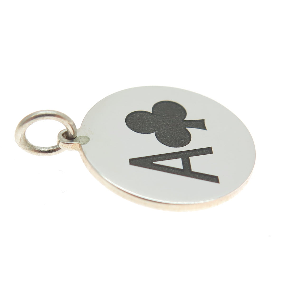 925 Sterling Silver Enamel Ace of Clubs Playing Card Charm Pendant