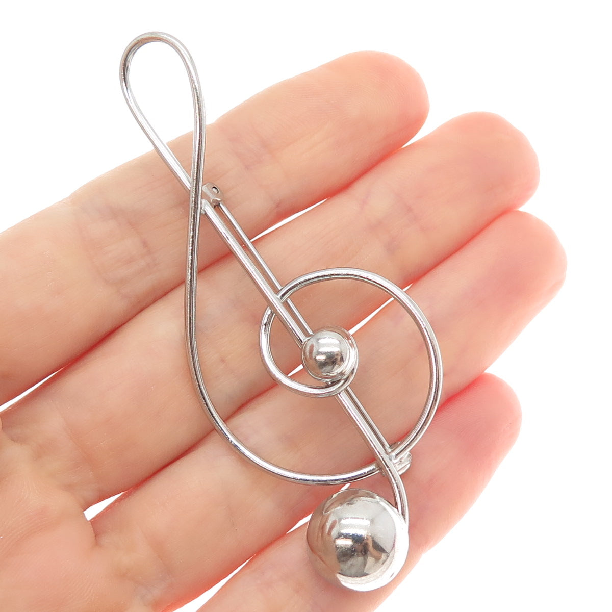 LANG 925 Sterling Silver Antique Art Deco Treble Clef Music Note Pin Brooch