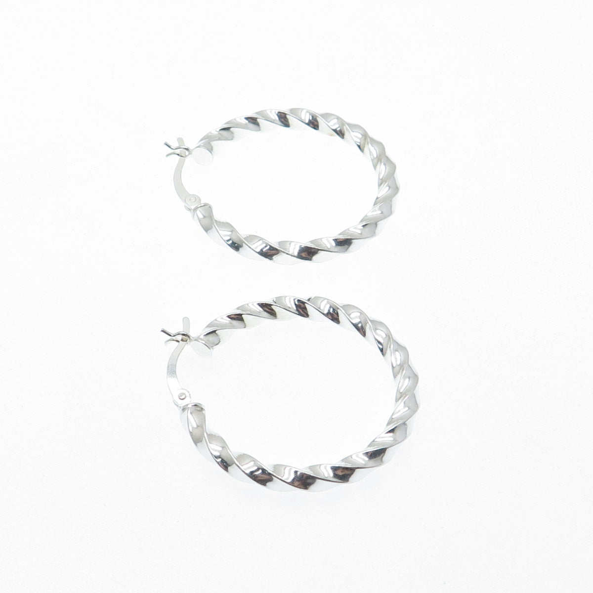 925 Sterling Silver 30mm Twisted Hoop Earrings