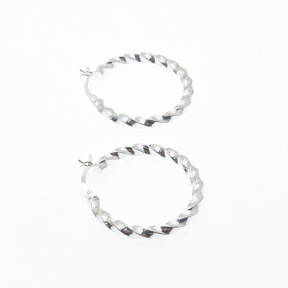 925 Sterling Silver 30mm Twisted Hoop Earrings