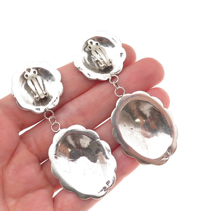 Bobby Francis Navajo Old Pawn Sterling Vintage Concho Dangle Clip On Earrings