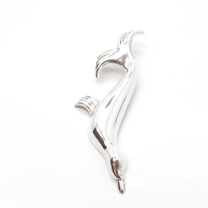 925 Sterling Silver Vintage Fur Seal Pin Brooch