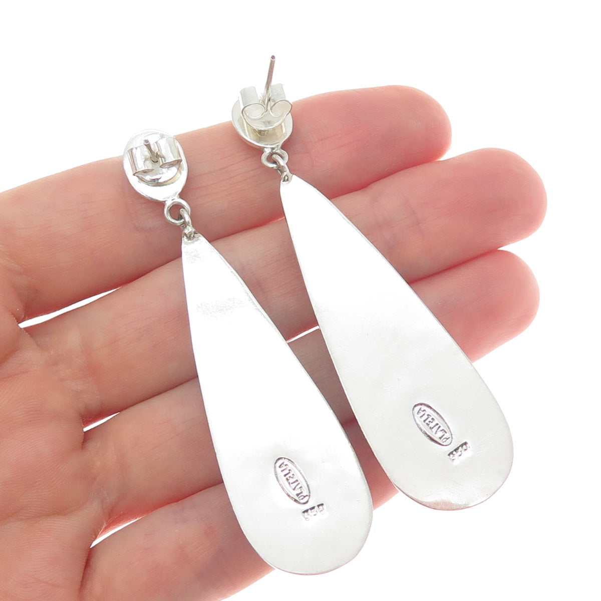 PLATELLA 950 Silver Vintage Fence Teardrop Oxidized Dangle Earrings