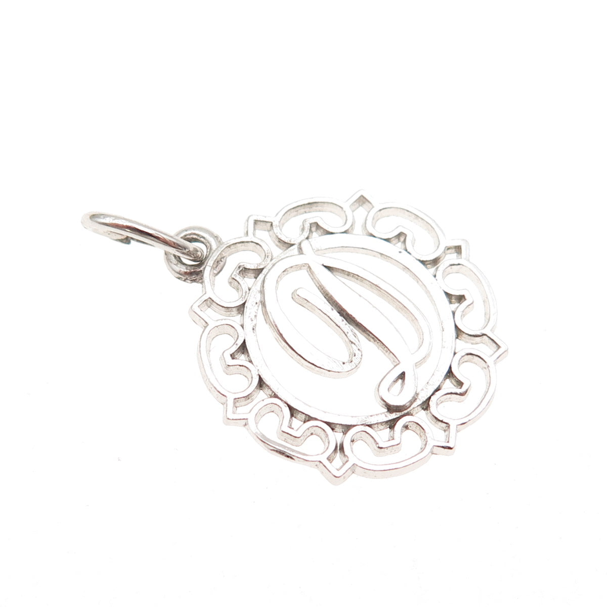 925 Sterling Silver Vintage Letter D Initial Ornate Mini Charm Pendant