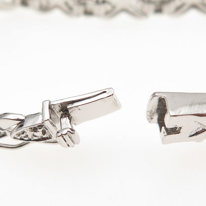 925 Sterling Silver Real Round-Cut Diamond XO Hugs & Kisses Bracelet 7.5"
