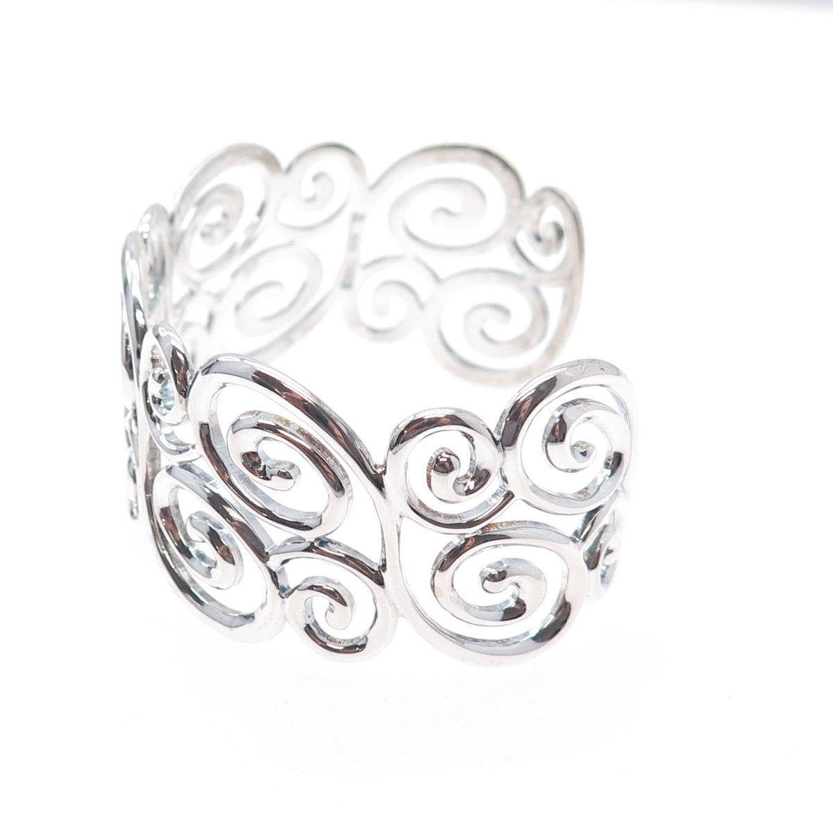 ROSS SIMONS 925 Sterling Silver Vintage Modernist Swirl Adjustable Bracelet 7"