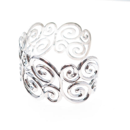 ROSS SIMONS 925 Sterling Silver Vintage Modernist Swirl Adjustable Bracelet 7"