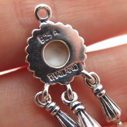 925 Sterling Silver Vintage Real MOP Modernist Dangle Jacket Earrings