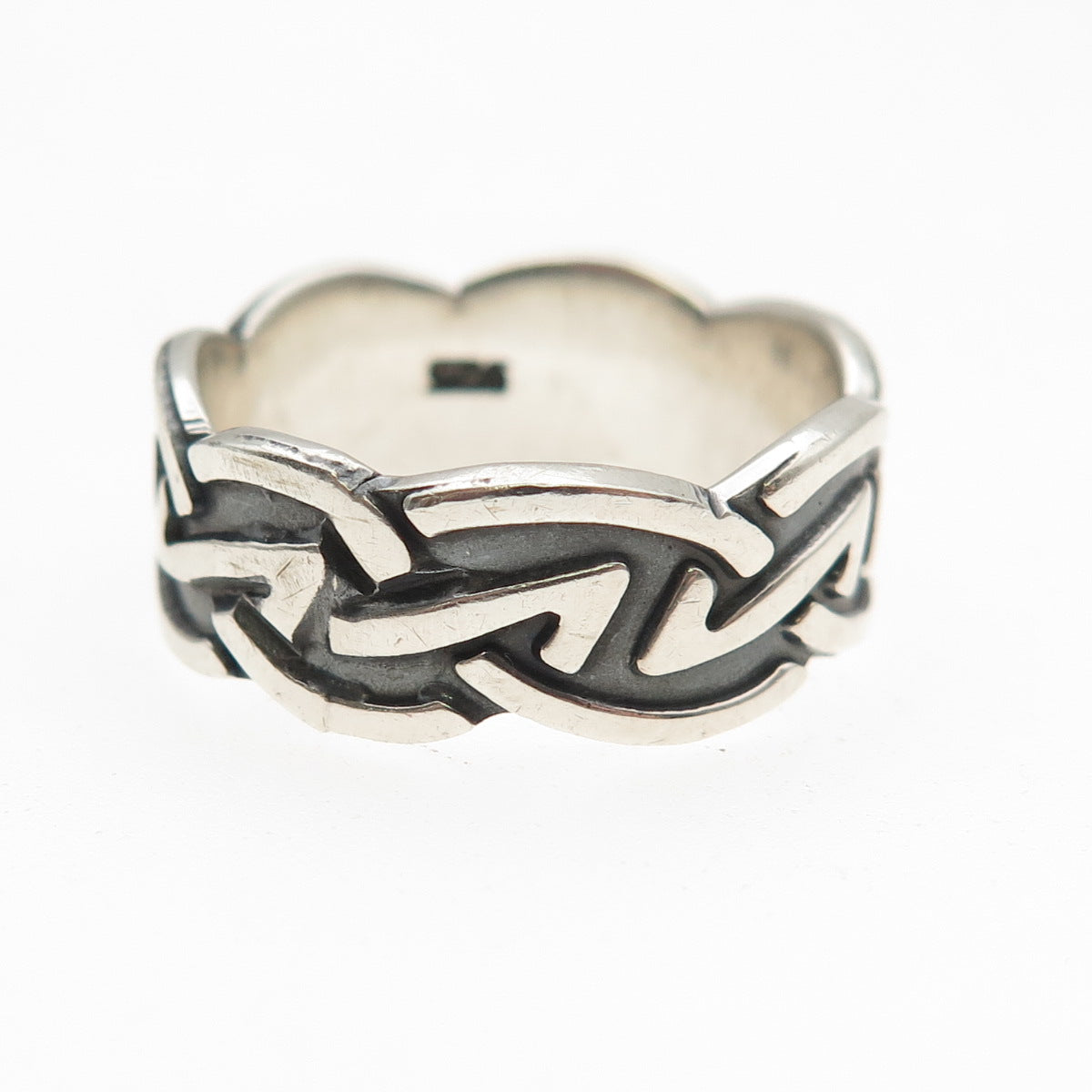 925 Sterling Silver Vintage Celtic Oxidized Band Ring Size 9
