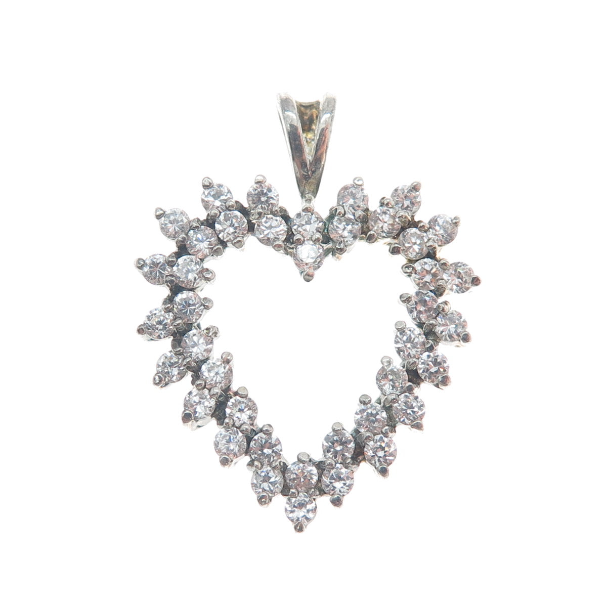 ROSS SIMONS 925 Sterling Silver Round-Cut Shaped C Z Open Heart Pendant