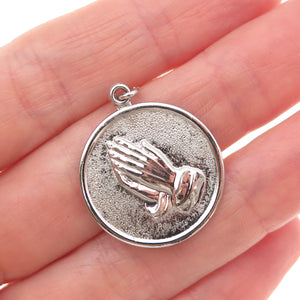 925 Sterling Silver Vintage Prayer Hands Charm Pendant