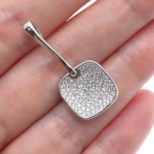 925 Sterling Silver Round-Cut C Z Cushion Drop Charm Pendant