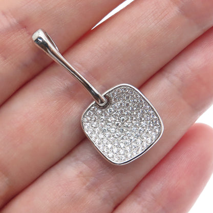 925 Sterling Silver Round-Cut C Z Cushion Drop Charm Pendant