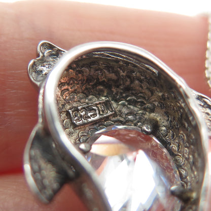 925 Sterling Silver Oval-Cut C Z Dolphin Box Chain Necklace 18"