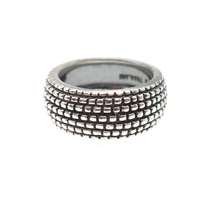 925 Sterling Silver Vintage Modernist Oxidized Band Ring Size 7