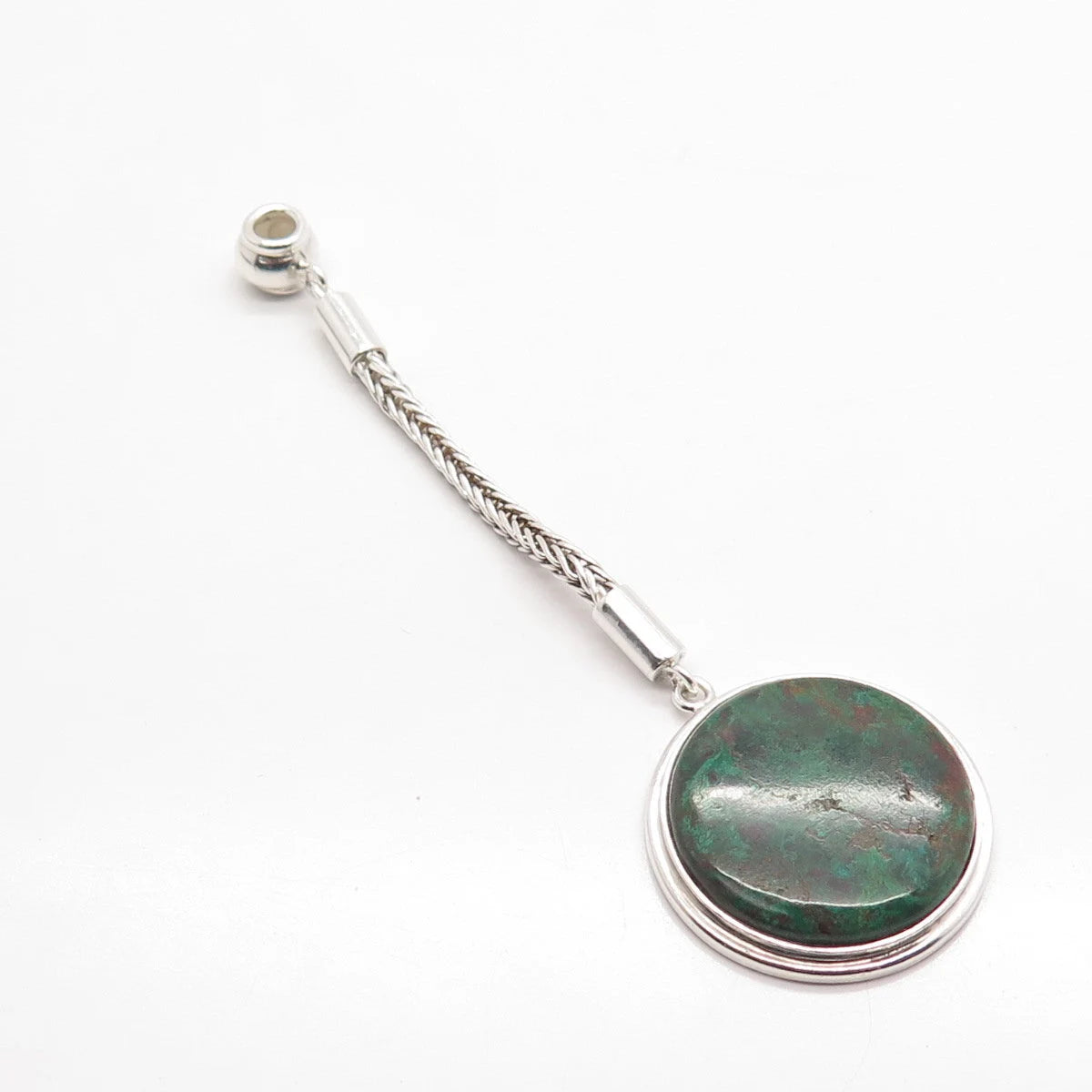 950 Silver Vintage Real Eilat Gemstone Fob Key Chain