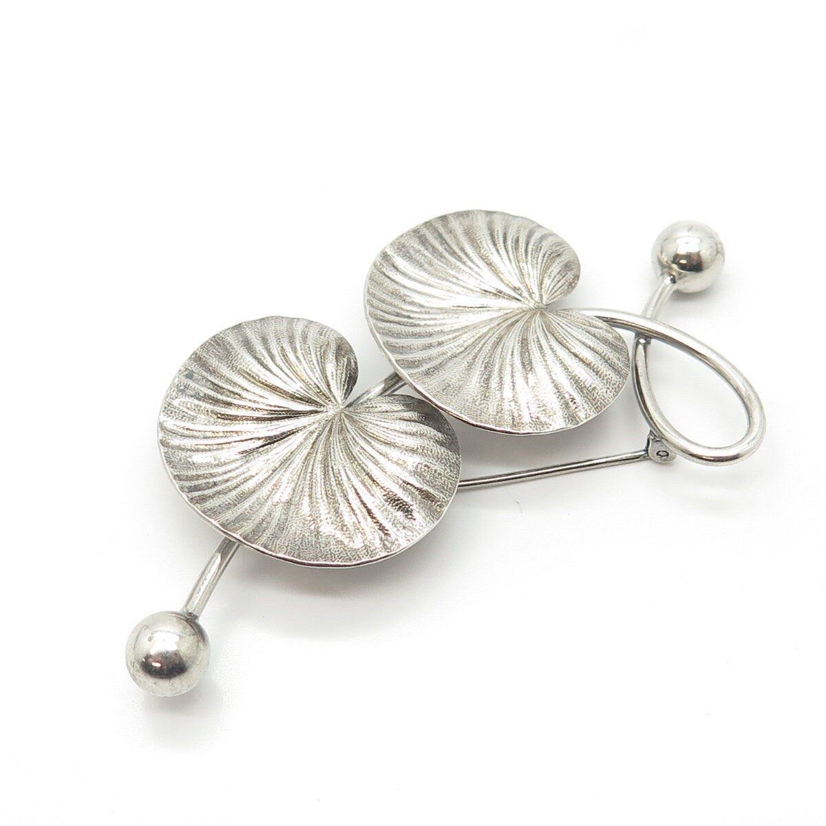 925 Sterling Silver Vintage Binder Brothers Lotus Leaves Pin Brooch