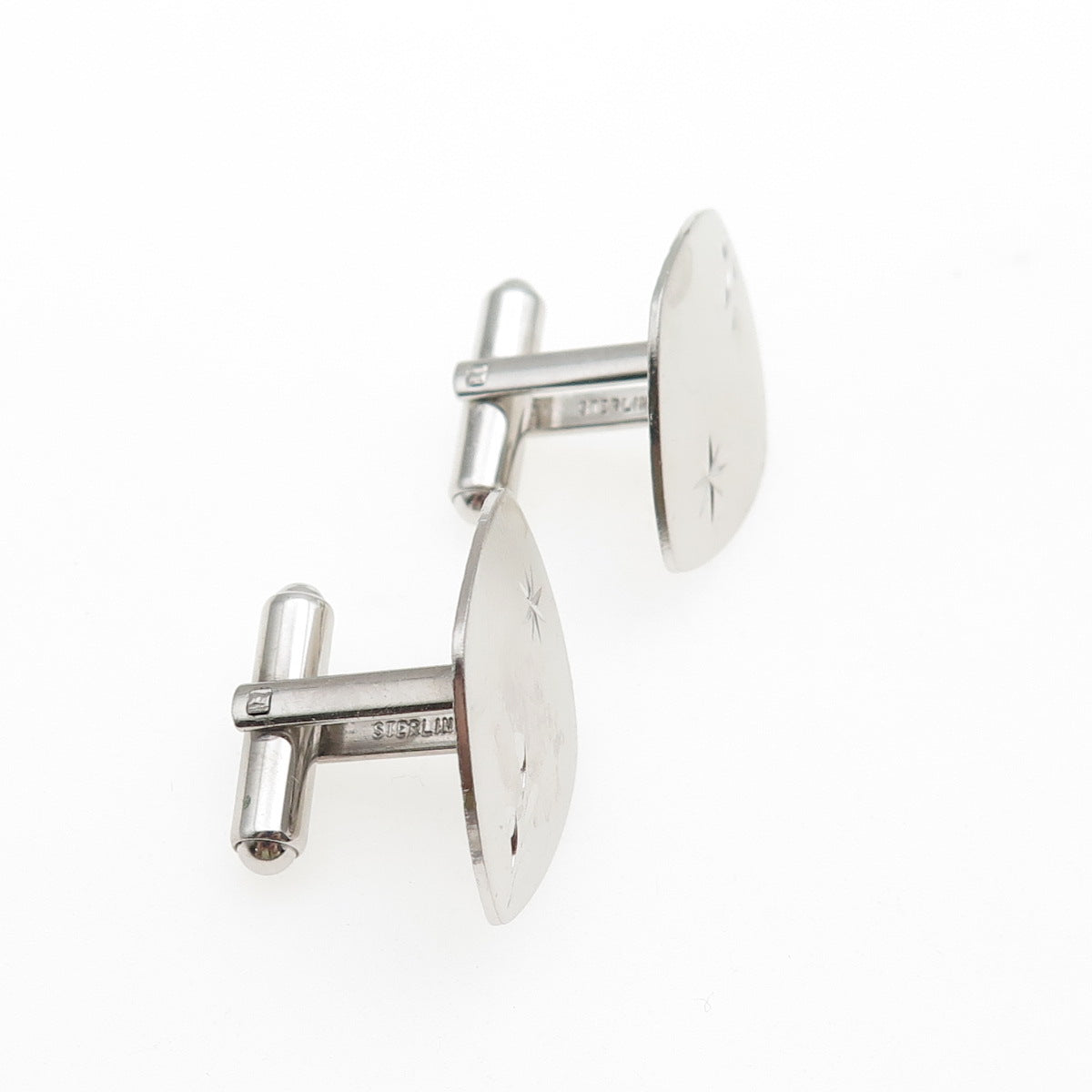 925 Sterling Silver Antique Art Deco JML Engraved Cufflinks